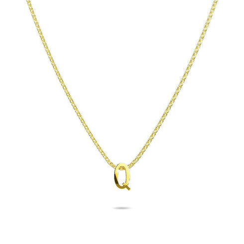 Initials Brick Alphabet Letter Necklace Gold Layered Steel Jewellery